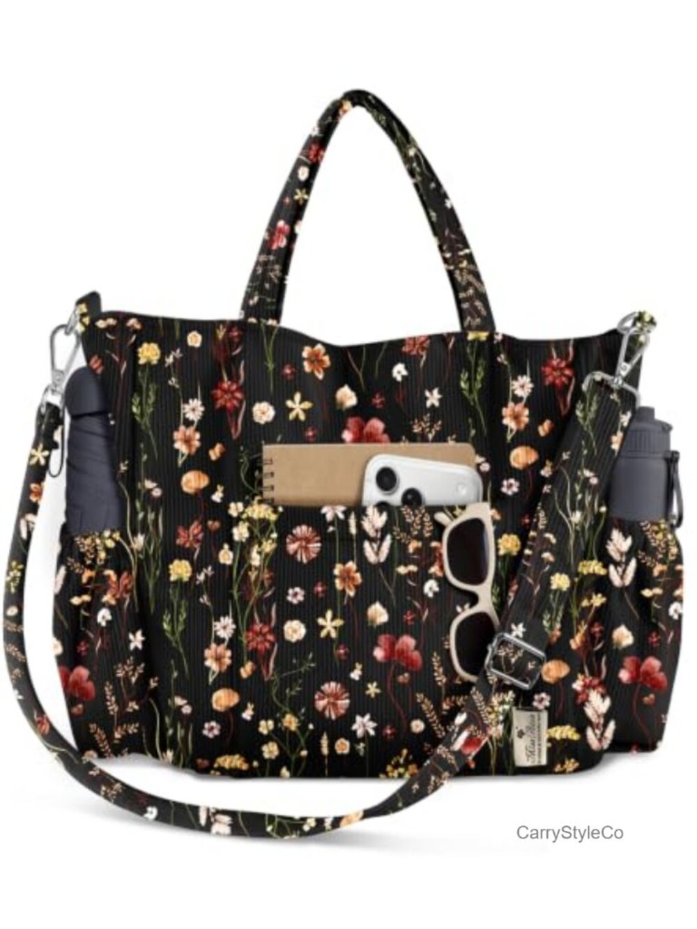 Corduroy Crossbody Tote Bag Large 14" Laptop 3-Way Carry Women